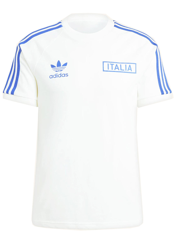 Italy t-shirt bleu classique à 3 bandes uniforme de football pour adulte ensemble de football en coton pour hommes haut de vêtements de sport 2024-2025